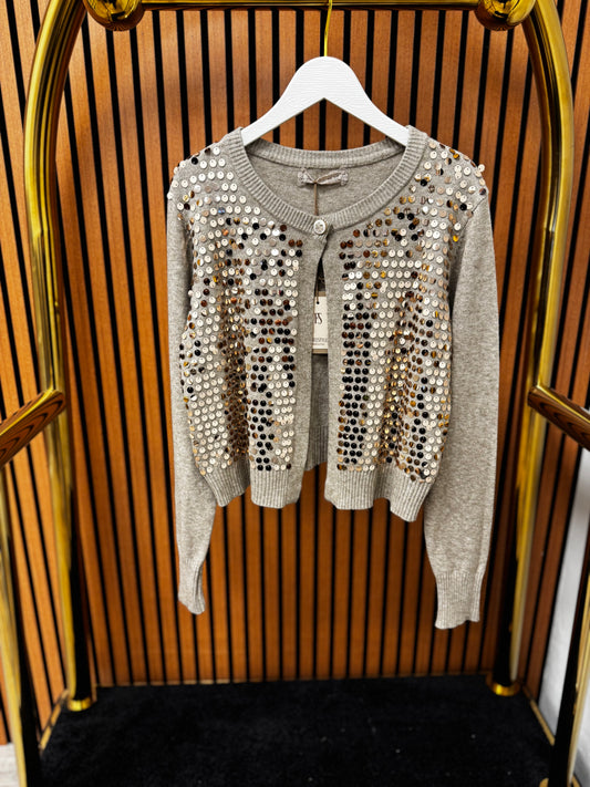 Pailletten Strickjacke